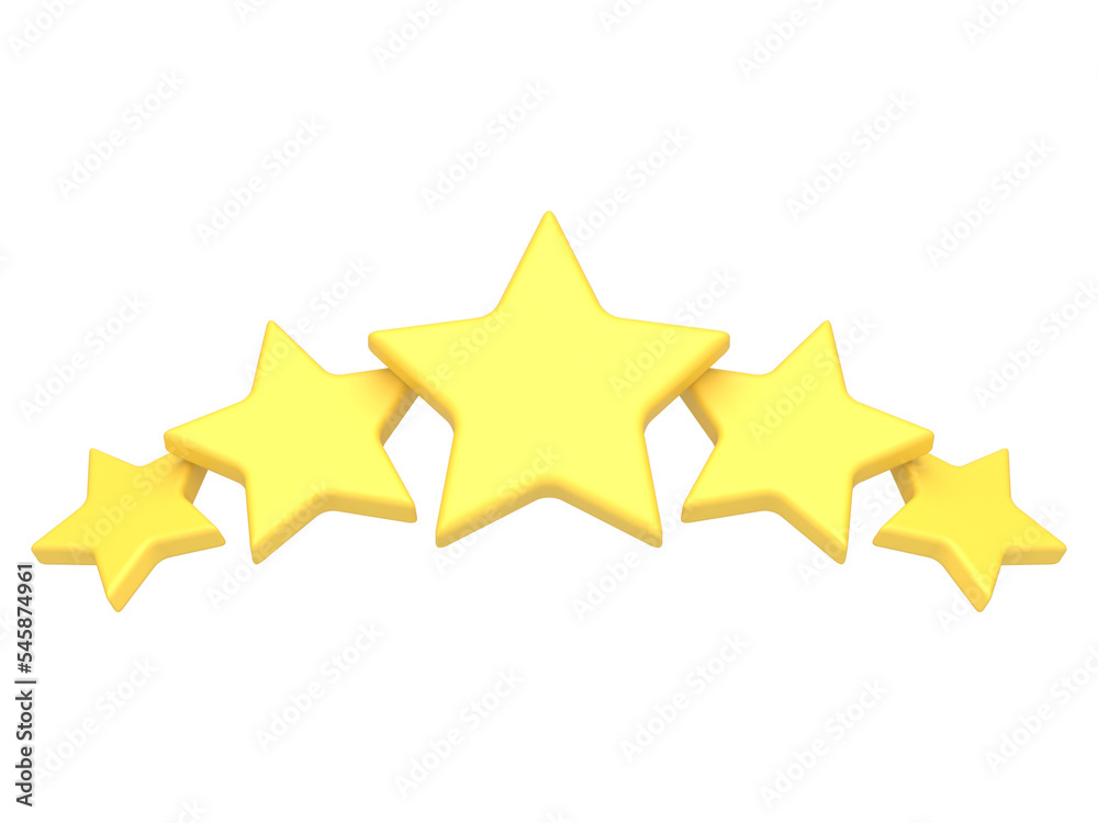 Yellow five stars product service best quality evaluation award rating realistic 3d icon Yellow five stars product service best quality evaluation award rating realistic 3d icon