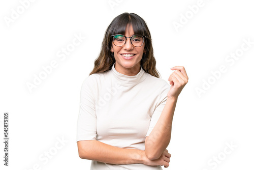 Fotografie Young caucasian woman over isolated background laughing
