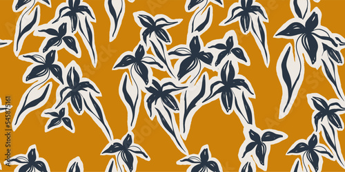 Modern floral exotic print. Collage artistic contemporary seamless pattern. Hand drawn style.