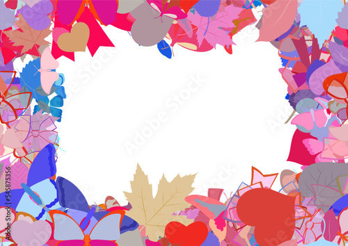 Background pattern abstract seamless design texture. Border frame, transparent background. Theme is about love, various, delicate, exotic, flora, composition, wild, tropical, ornate, relations