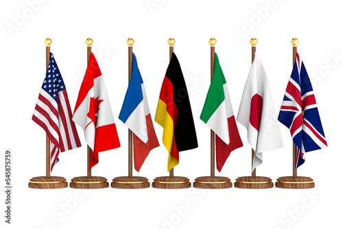 Set flags G7 on white backg...