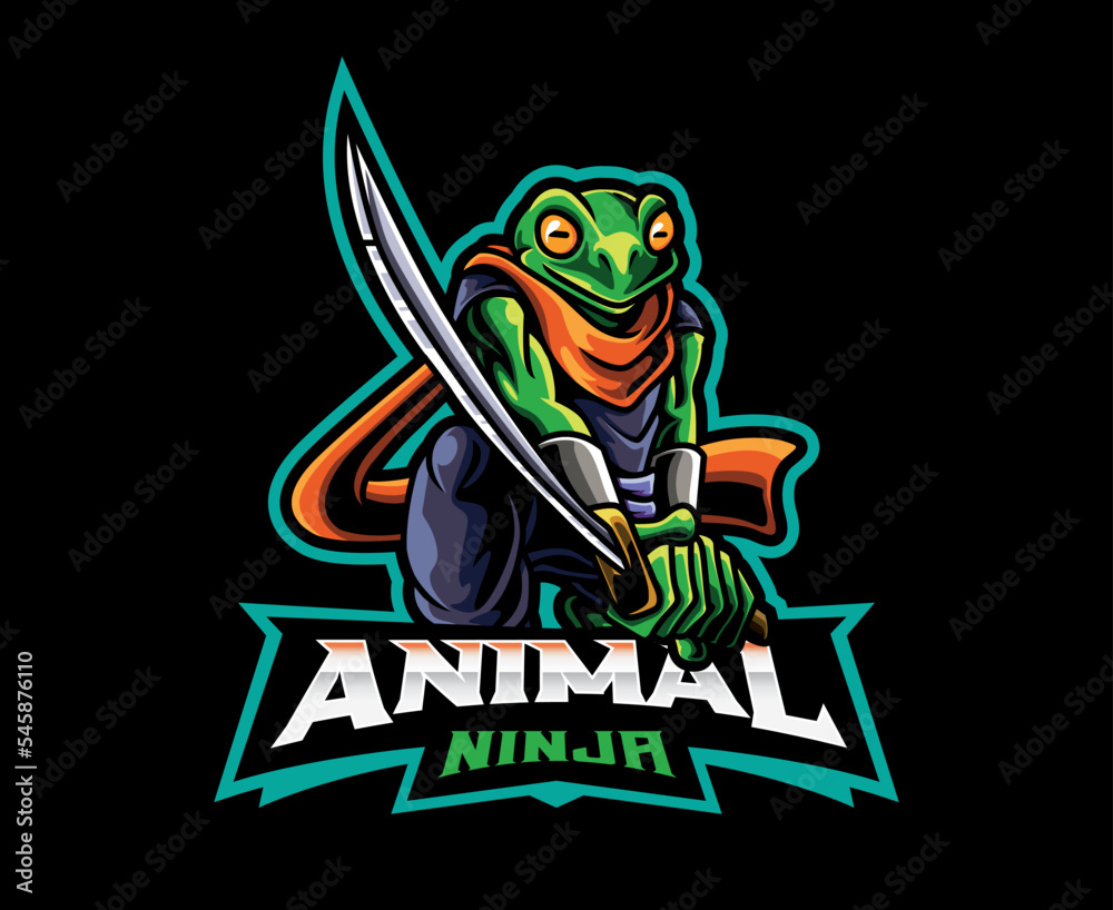 Fototapeta premium Frog ninja mascot logo design