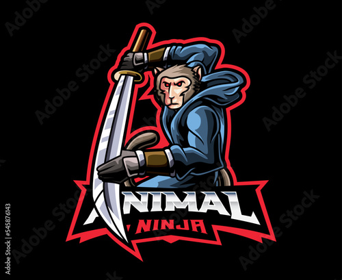 Monkey ninja mascot logo design