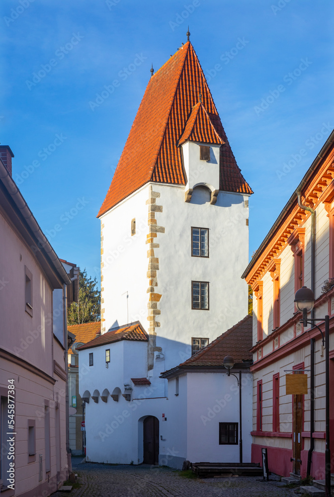 Czech Republic, South Bohemian Region, Ceske Budejovice, Exterior of Rabenstejn Tower Czech Republic, South Bohemian Region, Ceske Budejovice, Exterior of Rabenstejn Tower
