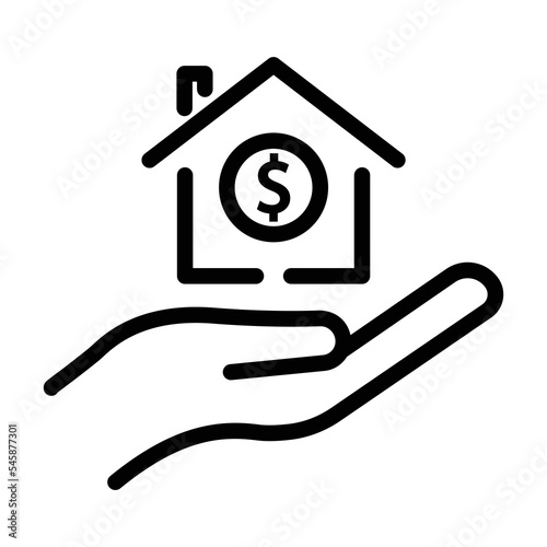 Hand line icon illustration with house and dollar. suitable for home loan icon. icon related to real estate. Simple vector design editable. Pixel perfect at 32 x 32