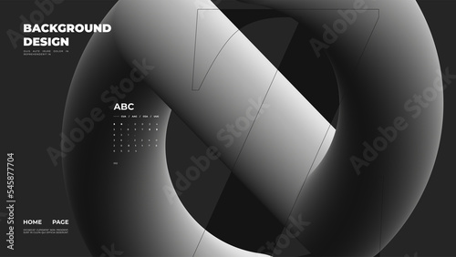 Abstract web page, homepage, landing page concept. Strict and discreet background. Type and 3D shapes.