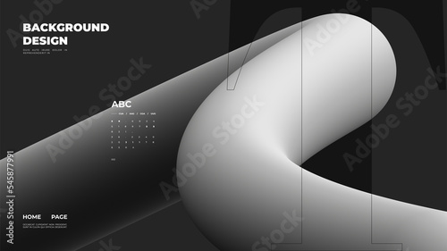 Abstract web page, homepage, landing page concept. Strict and discreet background. Type and 3D shapes.