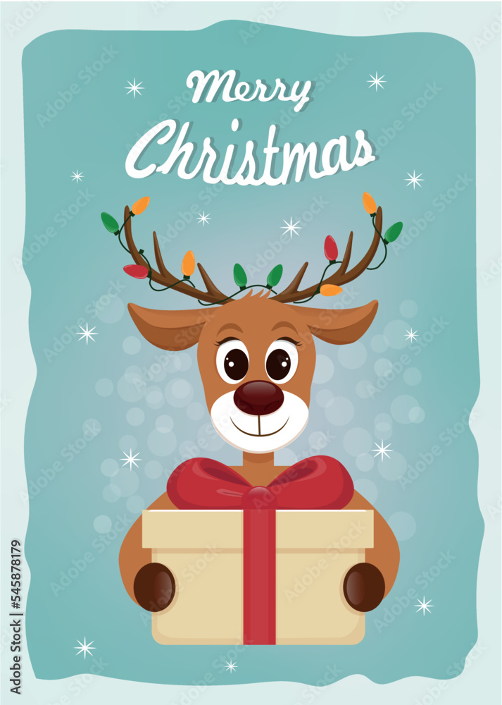 christmas reindeer with gift christmas reindeer with gift