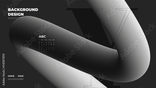 Abstract web page, homepage, landing page concept. Strict and discreet background. Type and 3D shapes.