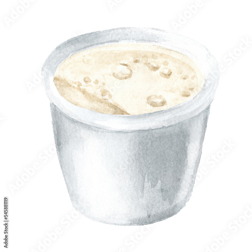 Cottage cheese homemade. Hand  drawn watercolor illustration, isolated on white background
