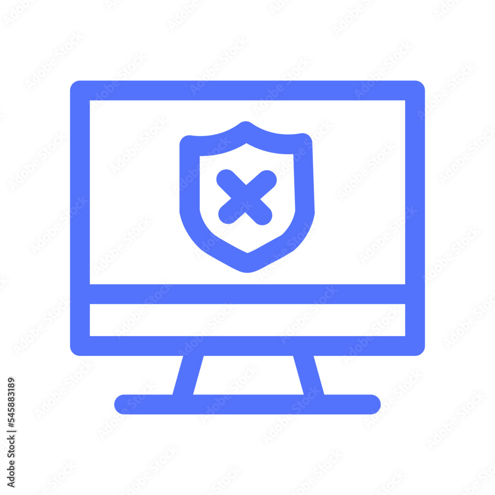 Computer Unprotected Unsecure Warning Icon Computer Unprotected Unsecure Warning Icon