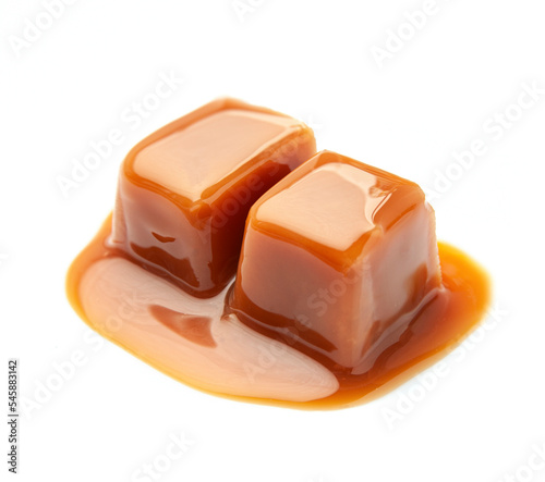 Caramel candy on white backgrounds
