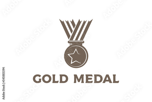 Vintage Champions Gold Medal Badge Emblem Logo