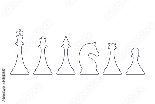 chess pieces on white background