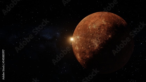 Space background with planet and stars. Elements of this image furnished by NASA.