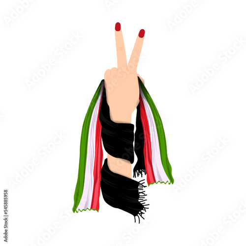
Finger hand symbol for women life freedom in Iran