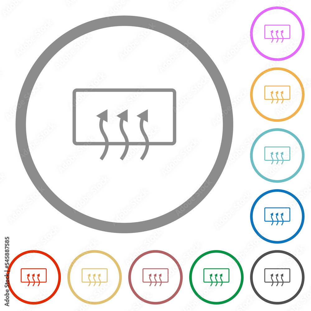 Rear window defrost flat icons with outlines Rear window defrost flat icons with outlines