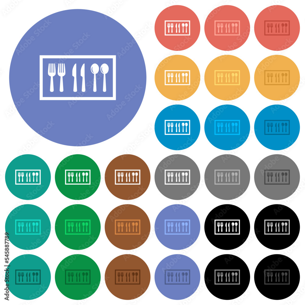 Flatware box round flat multi colored icons Flatware box round flat multi colored icons