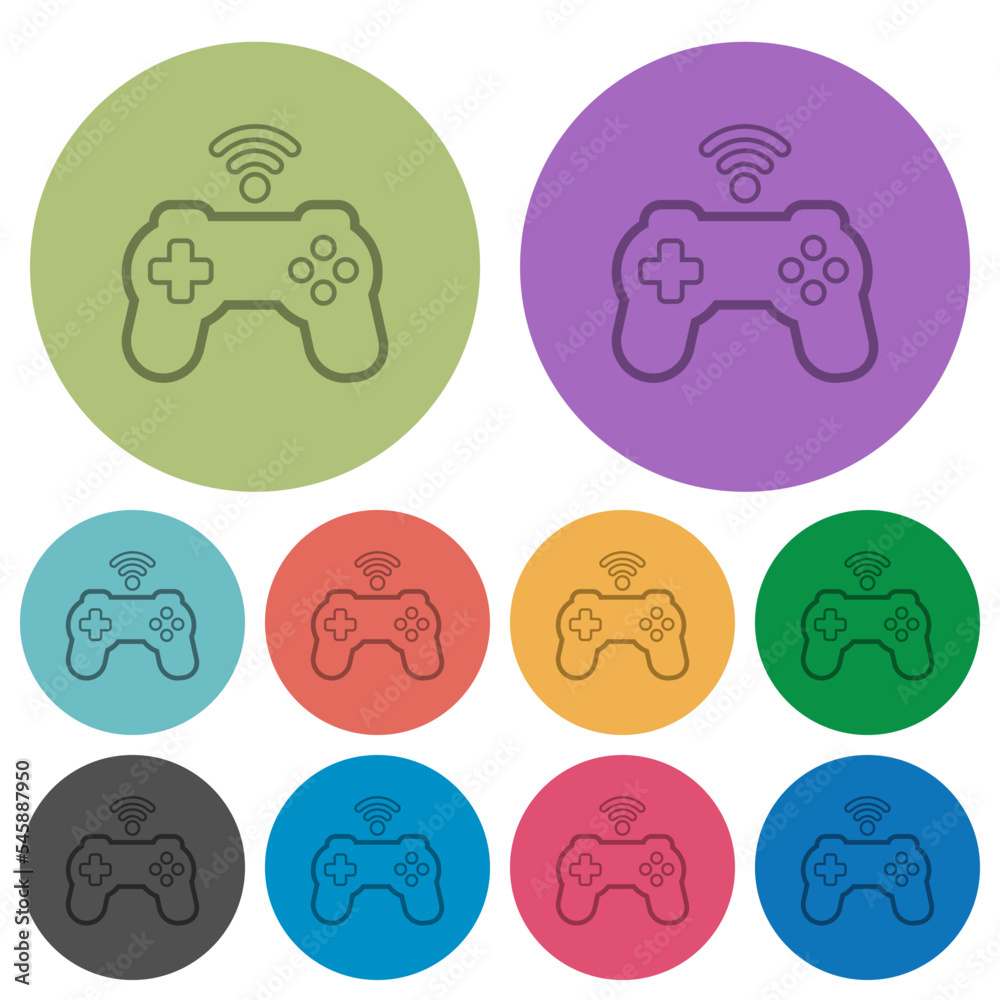 Wireless game controller outline color darker flat icons