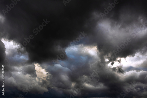 Stormy sky. The sky before the rain. It's going to rain soon. Black clouds. Photo for background. Copy space.