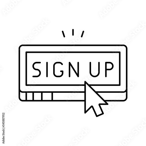 sign up registration line icon vector illustration