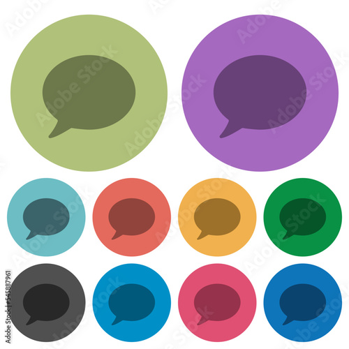 One oval chat bubble solid color darker flat icons