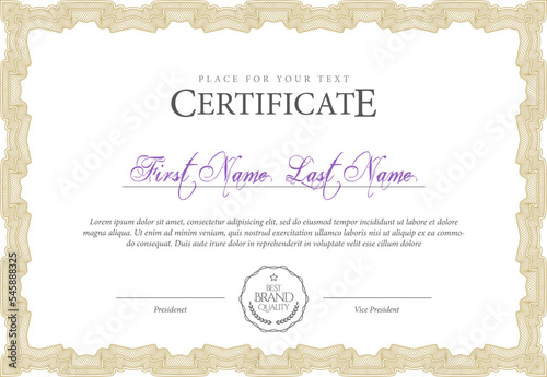 Certificate template. Diploma of modern design or gift certificate.