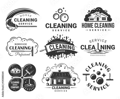 Set of vintage cleaning service labels. Posters, stamps, banners and design elements. Vector illustration