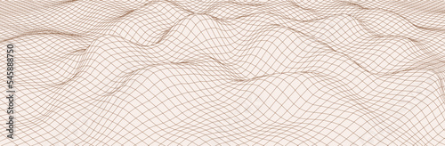 Perspective mesh background. Simple lines on a white background. Vector illustration.