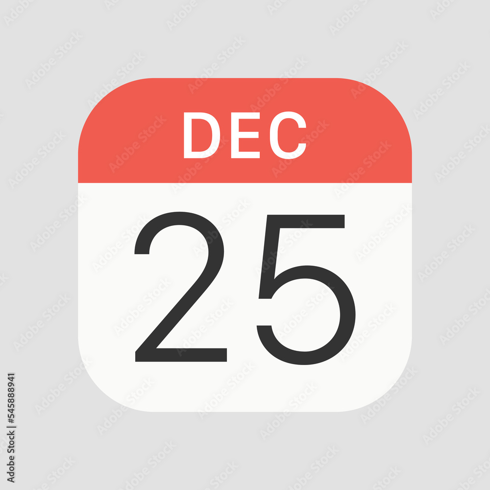 25 December icon isolated on background. Calendar symbol modern, simple, vector, icon for website design, mobile app, ui. Vector Illustration 25 December icon isolated on background. Calendar symbol modern, simple, vector, icon for website design, mobile app, ui. Vector Illustration