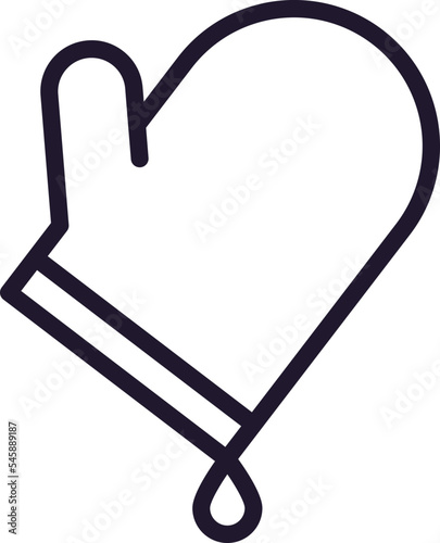 Kitchen and cooking concept. Vector sign drawn with black thin line. Editable stroke. Line icon of kitchen mitten