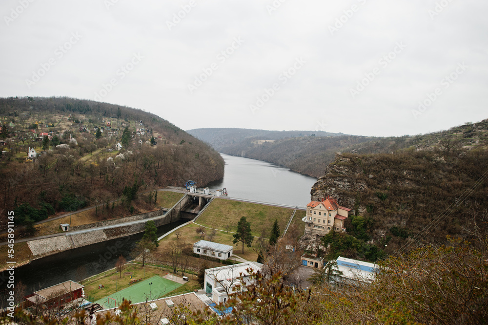 City of Znojmo in the South Moravian region in the Czech Republic. View of the dam on the hillside.