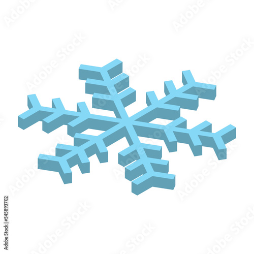Blue snowlake. Christmas and wintertime theme. 3D vector icon