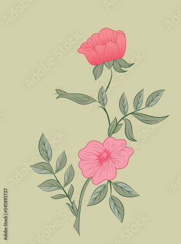 Abstract Indian floral design, Persian motifs, tribal vector texture.