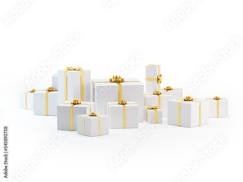 Christmas Gift Boxes Isolated on White