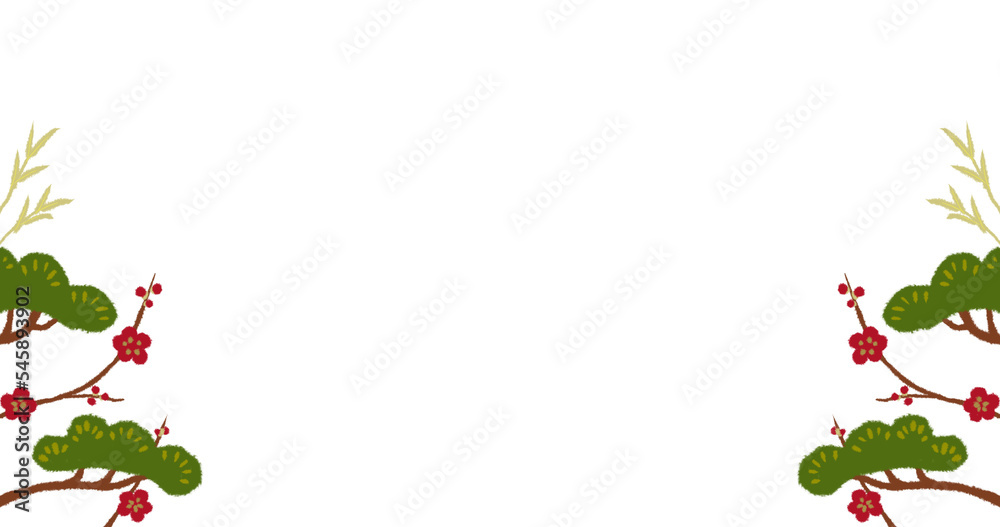 お正月　松竹梅のフレームイラスト