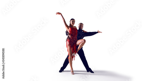 Bild auf Leinwand Dance couple performing dance on isolated on white