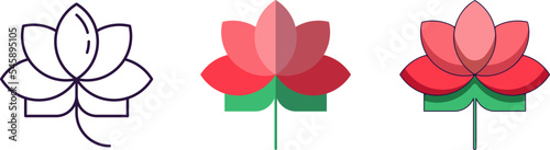 Chinese New Year concept. Collection of line, flat and cartoon illustrations of lotus for stores, shops, web sites, design, apps