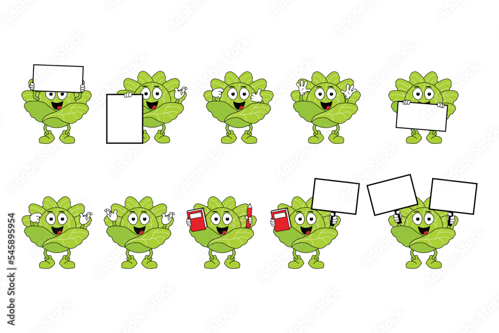 Obraz premium cute cabbage cartoon illustration graphic