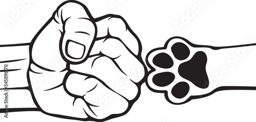 Paw Fist Bump. Vector Illustration.