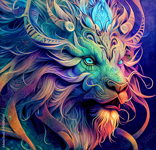 Midjourney abstract render of a lion