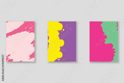 Abstract background set, grunge texture. Minimalistic art, brush strokes style. Design for card, brochure, banner idea, book cover, booklet print, flyer sheet a4. Collage page, web header template.