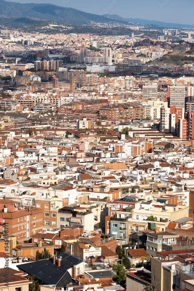 Aerial view of apartment buildings in the city of Barcelona Aerial view of apartment buildings in the city of Barcelona