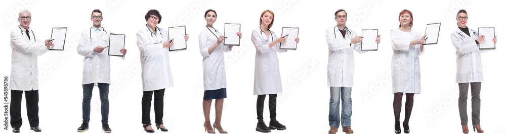 full length group of doctors with notepad isolated full length group of doctors with notepad isolated