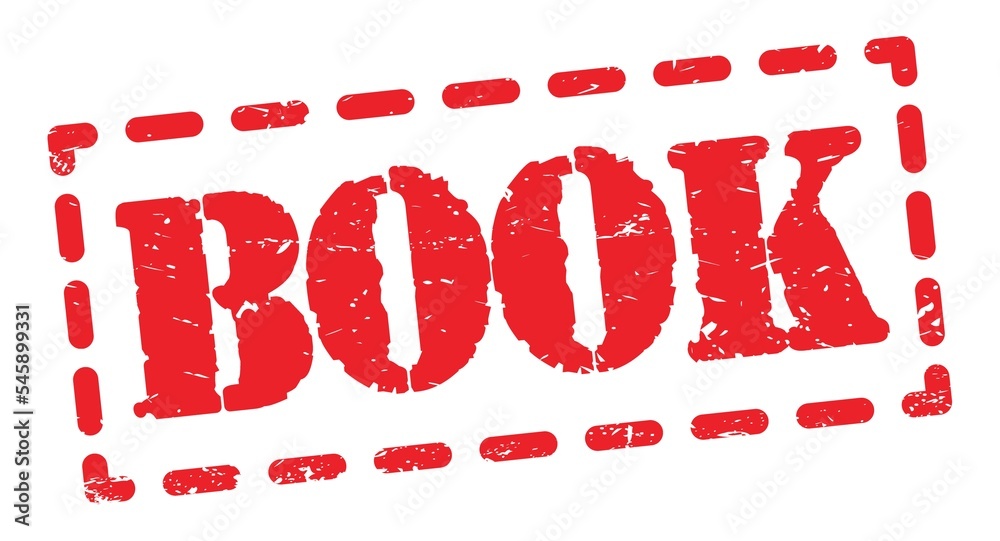 BOOK text written on red stamp sign. BOOK text written on red stamp sign.