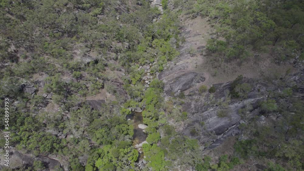 Drone Flight Over Landscape At Emerald Creek Falls In Mareeba, Australia Drone Flight Over Landscape At Emerald Creek Falls In Mareeba, Australia