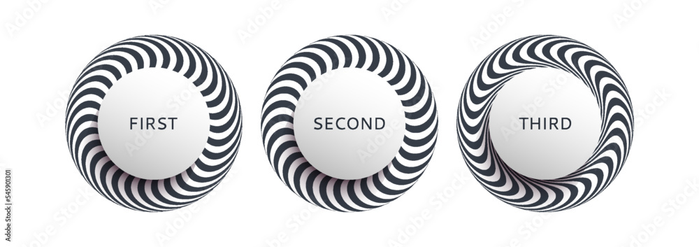 Striped torus. Abstract design element. Optical art. Vector illustration. Striped torus. Abstract design element. Optical art. Vector illustration.