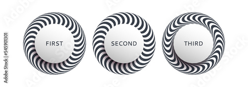 Striped torus. Abstract design element. Optical art. Vector illustration.