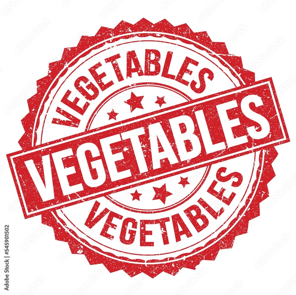 VEGETABLES text on red round stamp sign VEGETABLES text on red round stamp sign