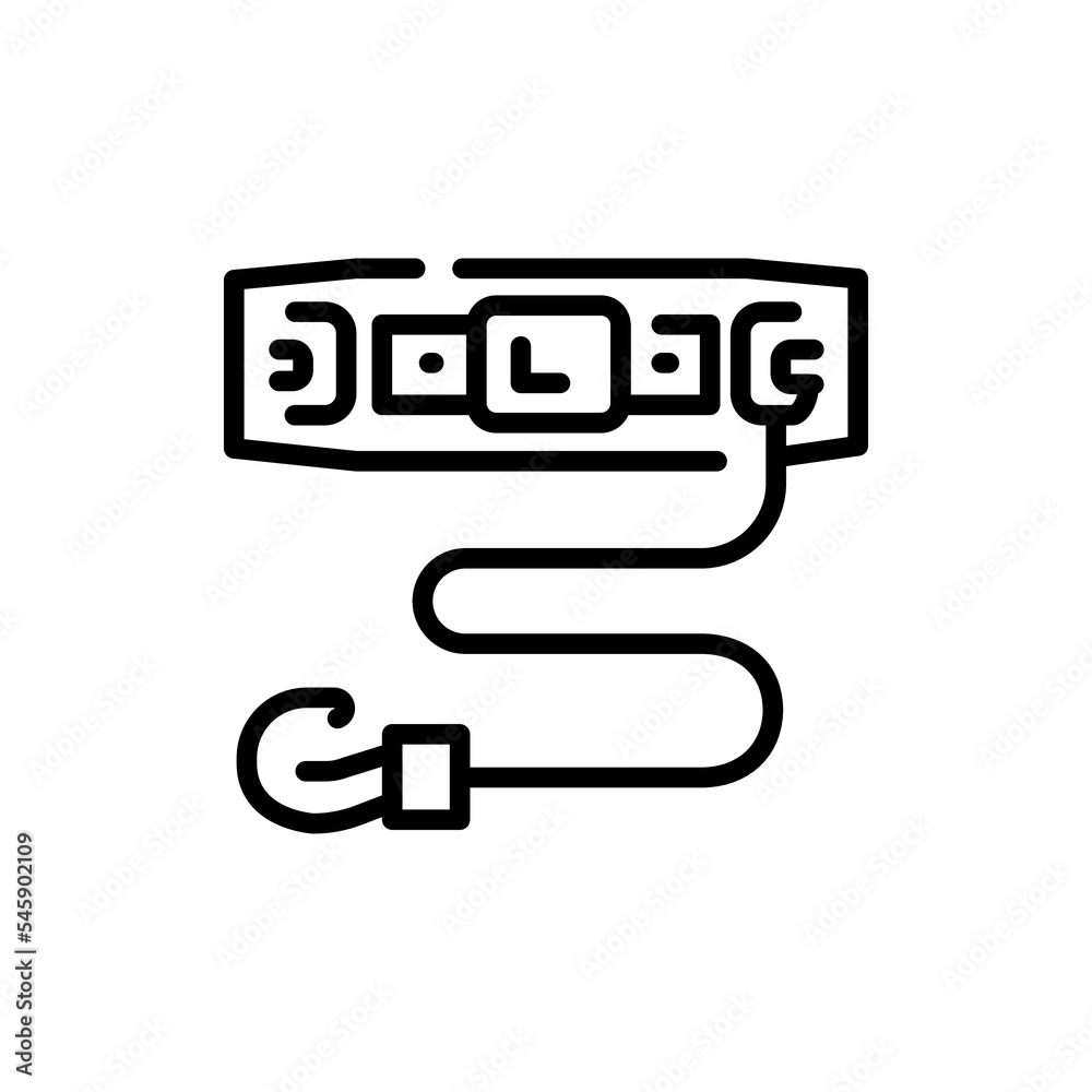 Rock climbing belt black line icon. Mountaineering harness. Rock climbing belt black line icon. Mountaineering harness.